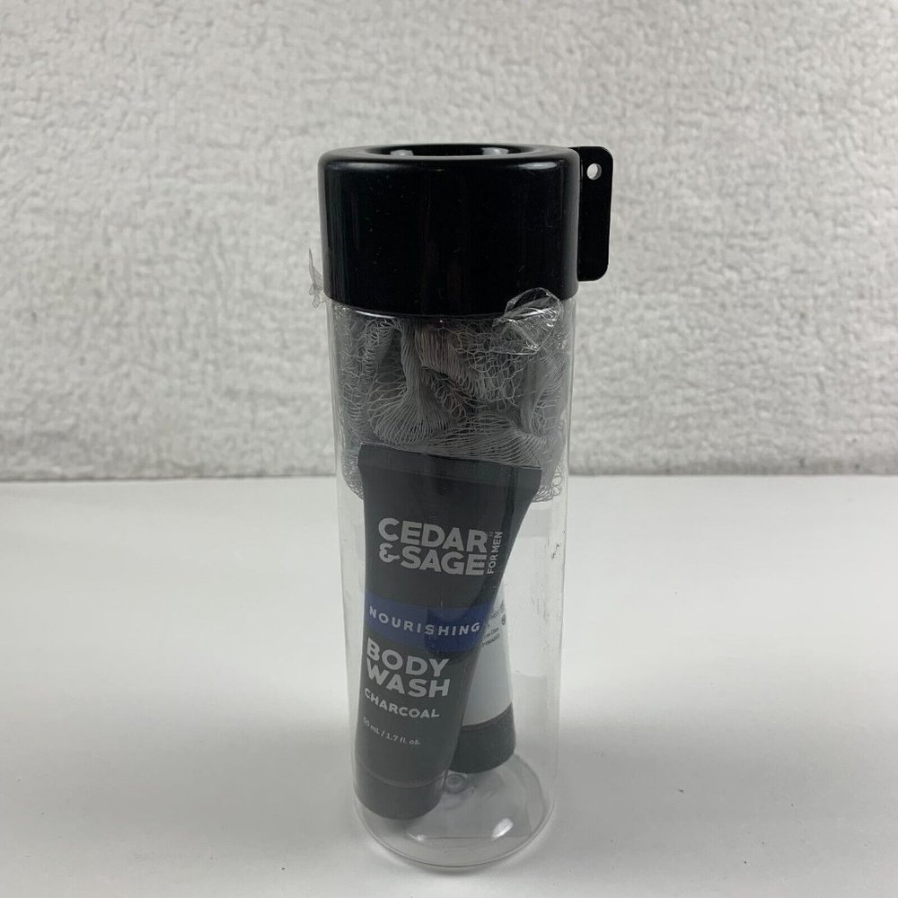 Cedar &Sage 4-In-1 Nourishing Body Wash Hydrating Lotion Bath Sponge Bottle 6172
